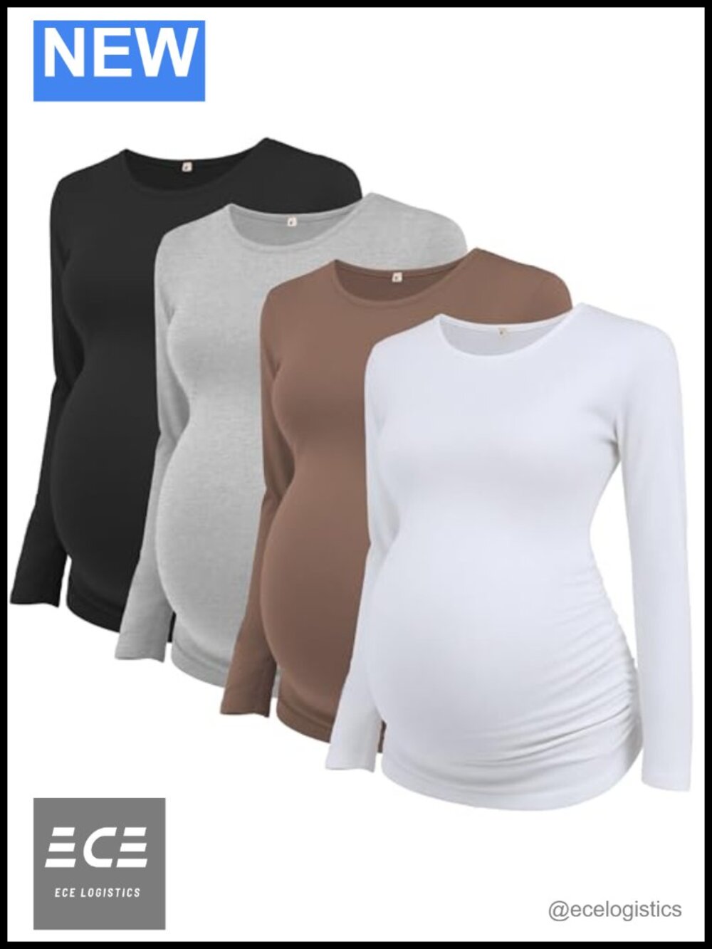 Maternity Long Sleeve Shirts Side Ruched Pregnancy Tops